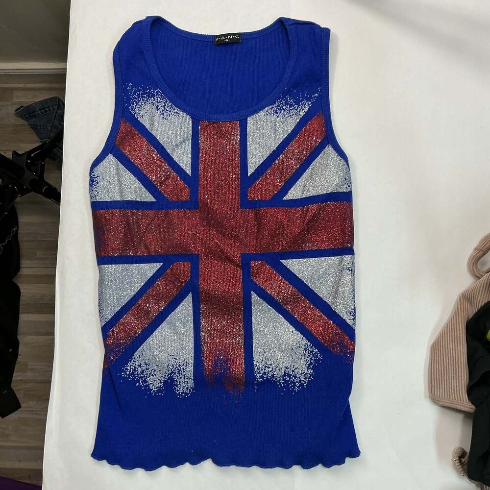 F.A.N.G Union Jack Flag Graphic Ribbed Tank Top